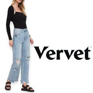 Vervet 90s Vintage Crystal Raw Hem Flair 100% Cotton Jeans Size 30